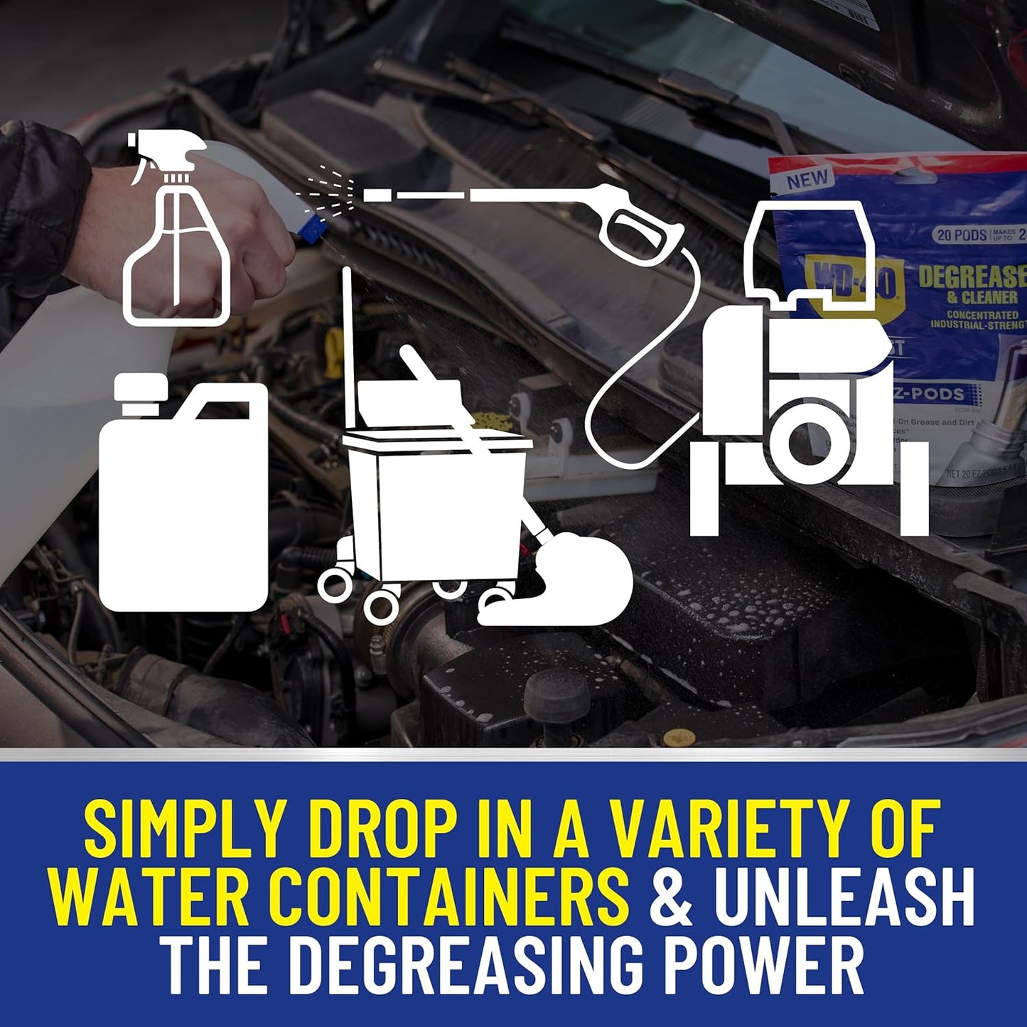 WD-40 Specialist Degreaser and Cleaner EZ-PODS, Customizable Industrial-Strength Concentrate, Multi-Surface Cleaning Solution, 20 Pods (Pack of 6, 120 Count Total)