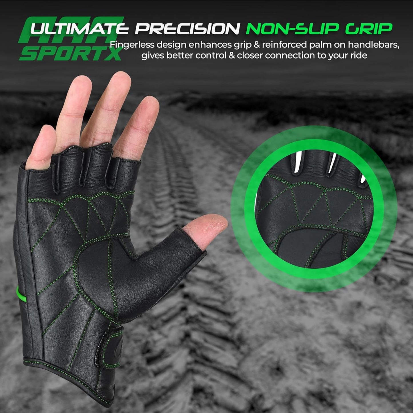 aasportx Motorcycle Gloves - Men's Leather Motorbike Gloves with Touchscreen Function - Non-Slip Pads for Men & Women