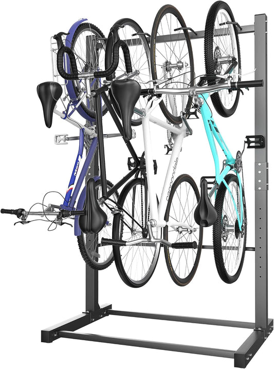 Ultrawall Freestanding Bike Rack, Vertical Bike Storage Stand for Garage, Indoor Bicycle Organizer, Holds Up to 4 Bikes