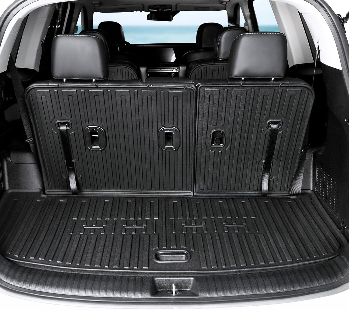 Floor Mats for Kia Telluride 2020-2024 2025 7-seat/8-seat Trunk Mat with Backrest Mat, All Weather TPE Cargo Liner Back Seat Cover Protector for 2025 Kia Telluride Car Accessories