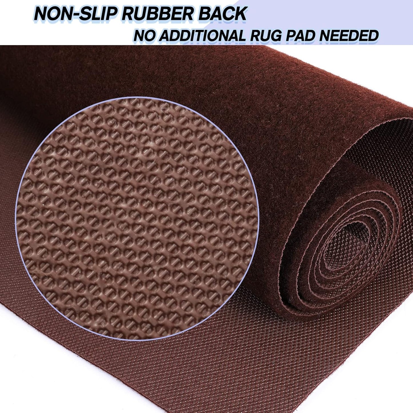 Custom Size Backed Non-Slip Area Rugs Runner, Easy Clean, Waterproof Runner Rugs for Hallway Entryway, Kitchen, Laundry, 2FT x 71FT, Brown