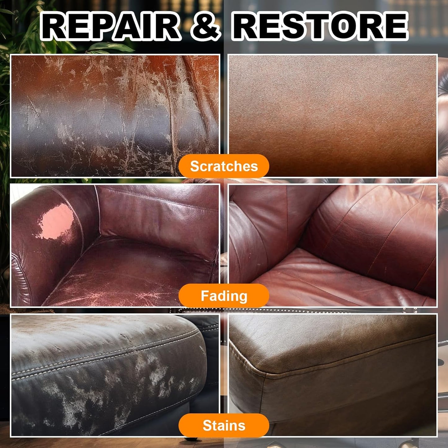 Leather Scratch Repair Balm-Leather Color Restorer for Couches Leather Scratch Remover for Carseat Boots Leather Couch Scratch Repair Couches (Dark Gray)