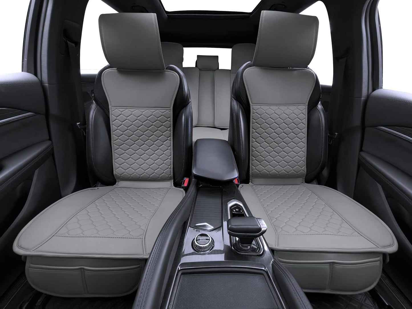 Elantrip Car Seat Cover Full Set Leather Car Seat Protector Universal fit for Most Cars SUVs and Trucks Water Proof Front and Rear Seat Protector Gray