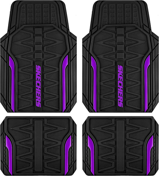 Skechers Car Floor Mats,Heavy Duty Rubber Car Mats Full Set,All Weather Floor Mats,Waterproof TrimTo Fit Universal Floor Liner Car Accessories,Automotive Floor Mats for Cars Trucks SUV,Purple