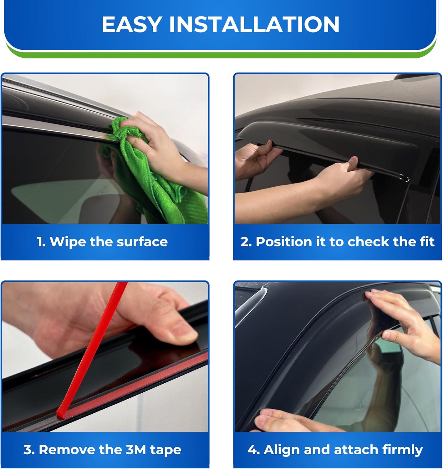 KPY Window Visor Compatible with Kia K5 & Optima 2021-2024, 4PC Rain Guard Side Window Vent Deflectors Tape-On Mugen Style, 2021 2022 2023 2024