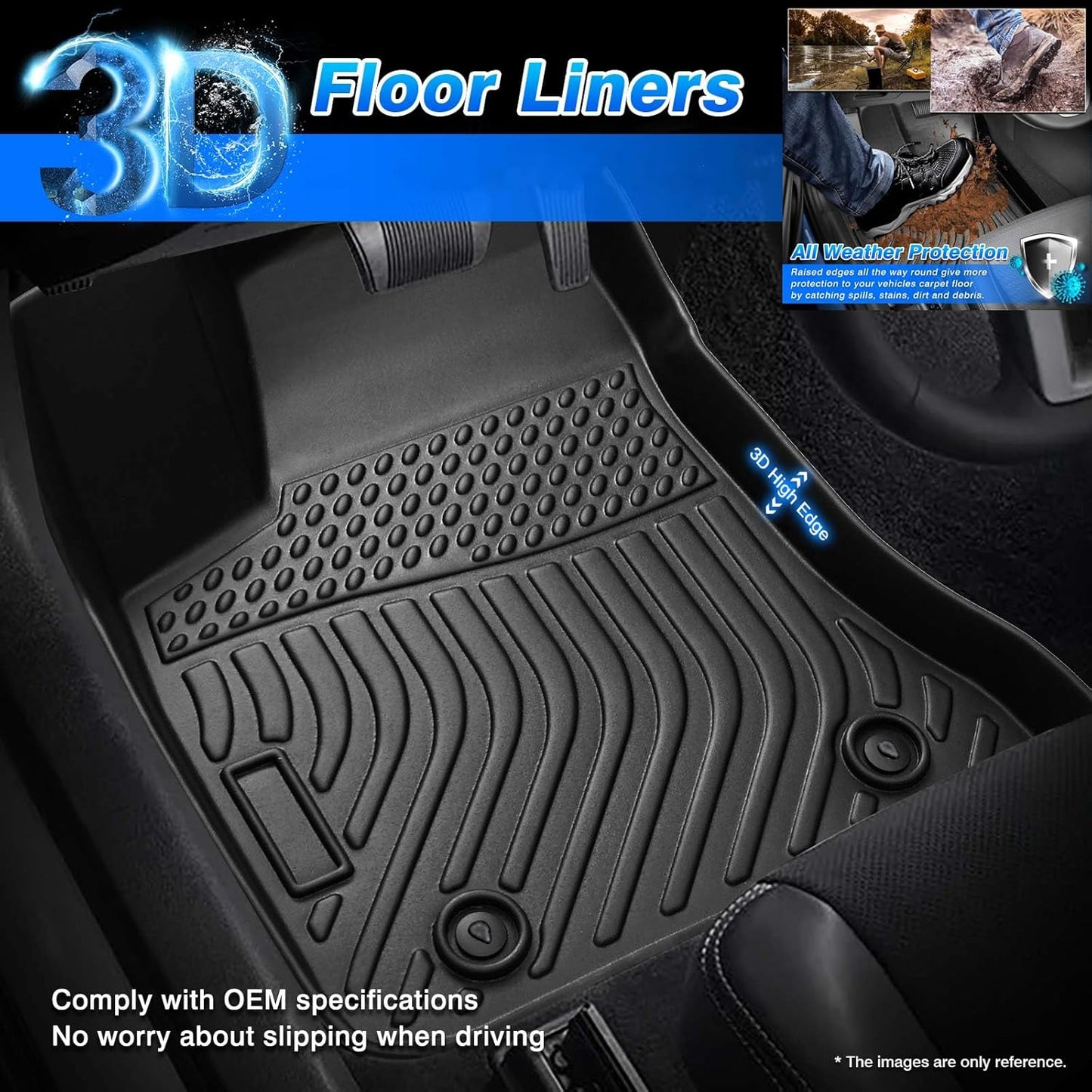 Cartist Floor Mats Fit for Chevrolet Chevy Colorado (Crew Cab) & GMC Canyon 2023 2024 2025 2026, All Weather Floor Mats for Colorado Accessories Heavy Duty