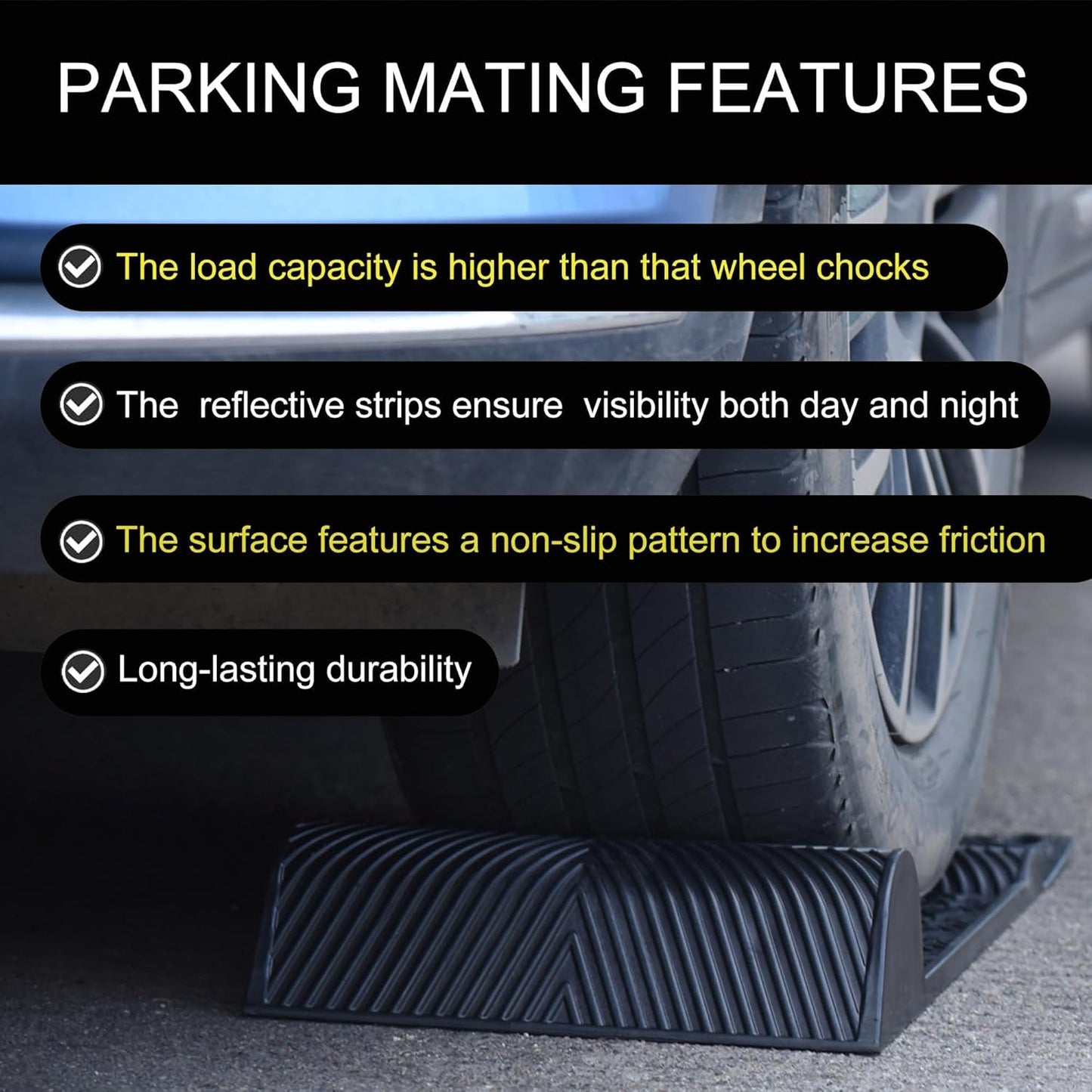 11''x21''/28cmx53cm Parking Guide Mats,Durable Self Adhesive Anti-Skid Wheel Stopper, Parking Assistance Accessories for Garage Vehicles (8 Pack)