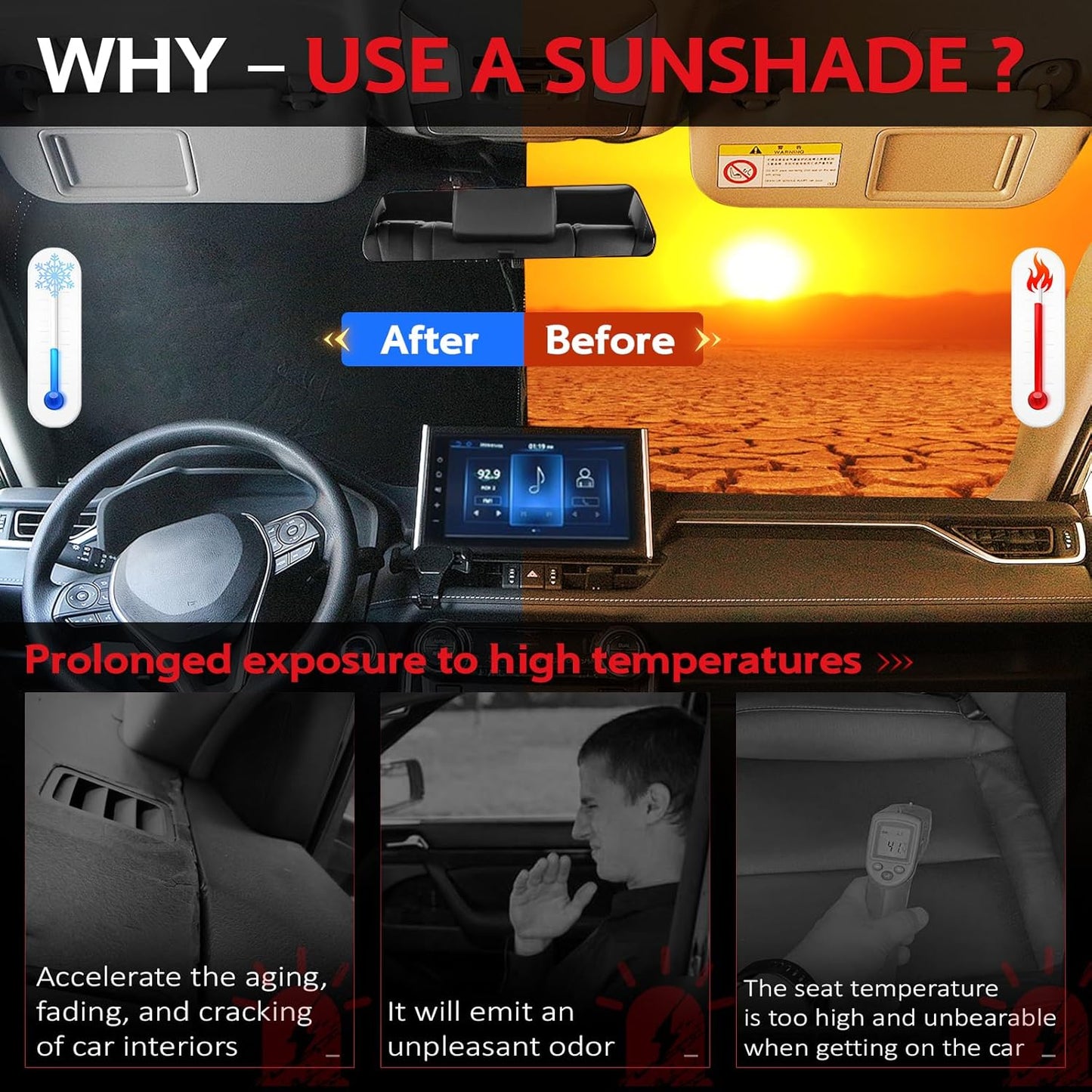 KAYZT Windshield Sun Shade for 2013-2021 Ford Fusion Foldable Sunshade Front Window Custom Fit Car Accessories