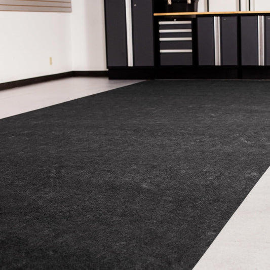 G-Floor Drip & Dry Absorbent (7'6" x 17', Grey) Floor Mat with Waterproof Vinyl Backing for Protecting Your Garage Floor - Just Unroll to Install!