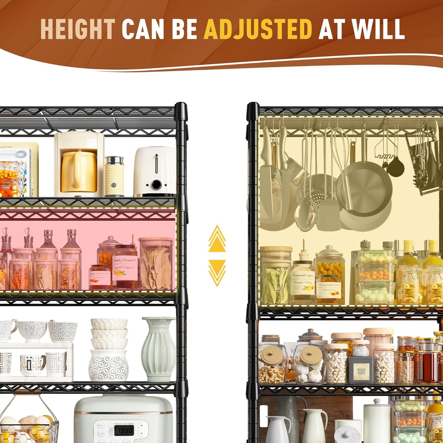 REIBII 7-Tier Metal Shelving Unit, 71’’H x 18’’W x 18’’D, 1176 LBS Weight Capacity, Adjustable Garage Shelving for Storage, Heavy Duty Shelves for Kitchen, Living Room, Bathroom etc.