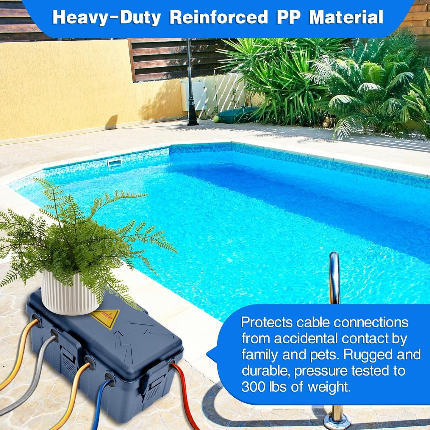 Hrensaw Medium Outdoor Electrical Box(10.6x5.5x4.5inch),Weatherproof Connection Box w/6 Cable Entry,IP54 Waterproof Cord Cover Protect Power Strip,Timer,Plug,Holiday Lights,Premium Gray