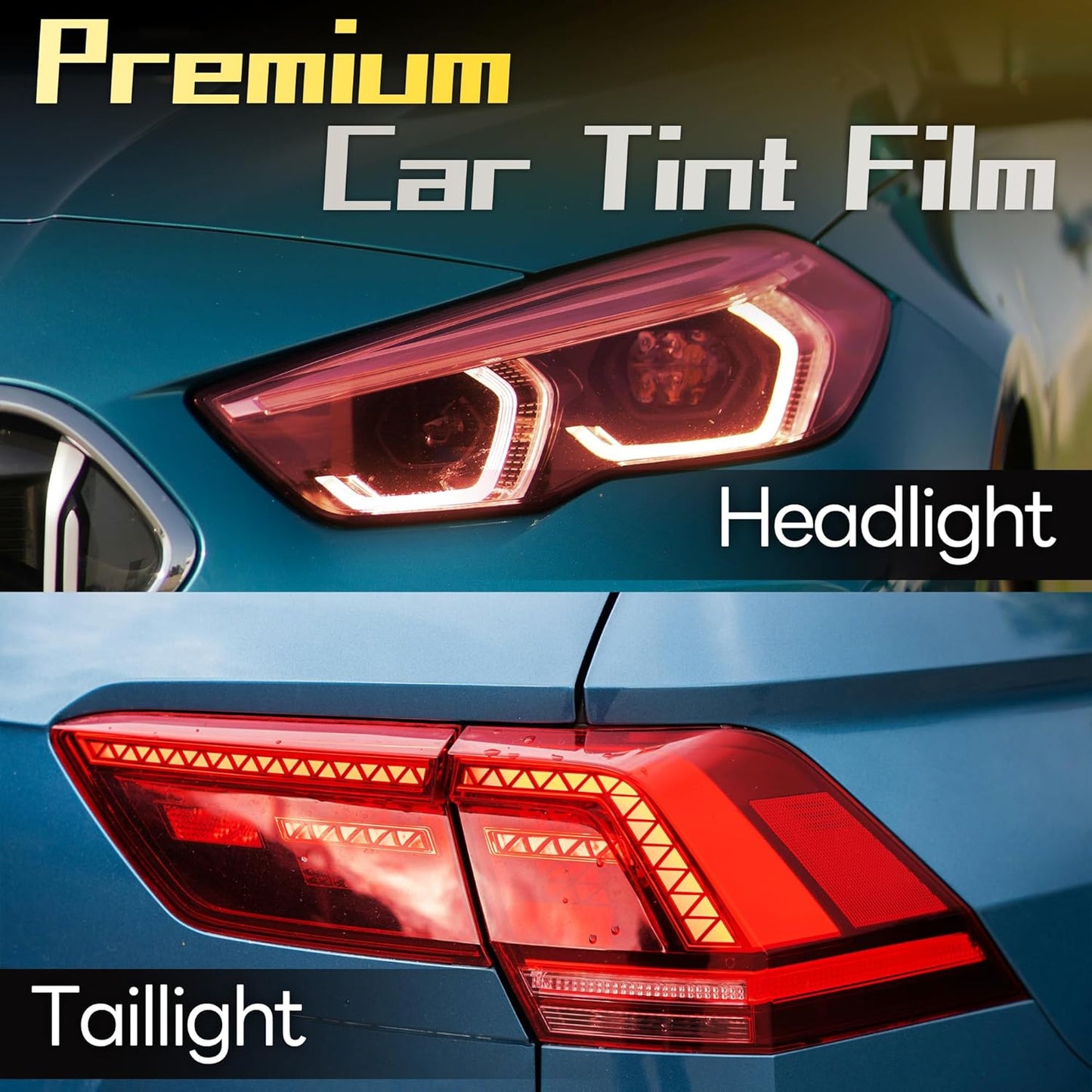 Lypumso 16 x 60 Inches Headlight Taillight Car Tint Vinyl Film, Self Adhesive Fog Lights Sticker Sheet Roll for Car Lights Cover Protection (Red)