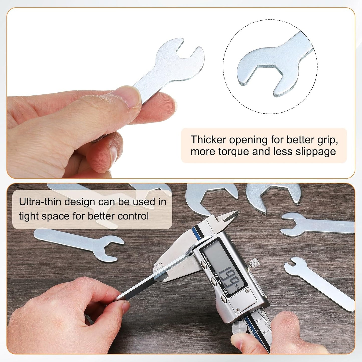 HARFINGTON 10pcs Small Open End Wrench 10x70x1.8mm Metric U-Shaped Single Open Ended Spanner Super Thin Flat Head Galvanizing Wrench for Automotive Repair Furniture Assembly