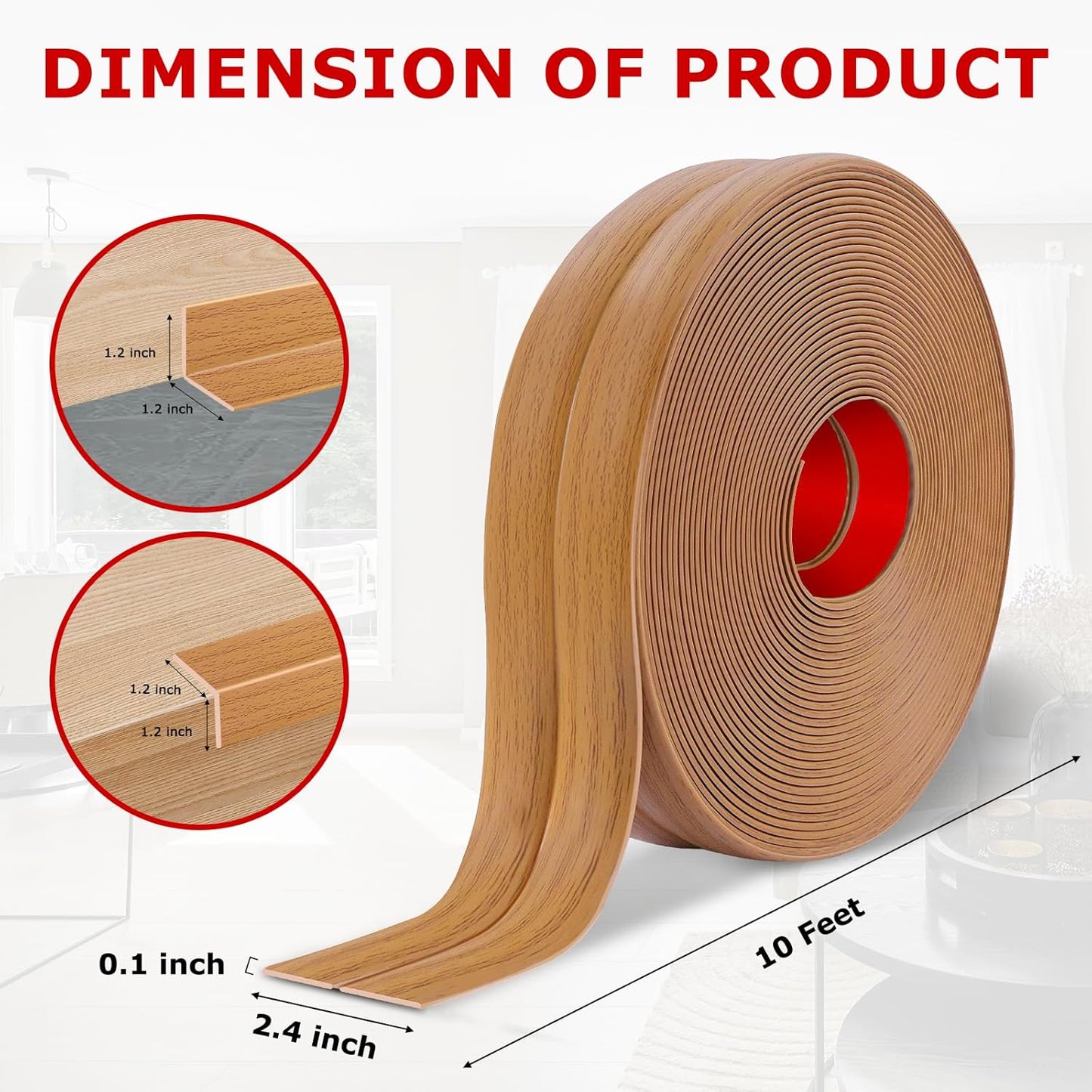 Flexible Wall Corner Protector Moulding Trim Peel and Stick Wall Corner Guards Edge Protector Self Adhesive Molding Trim Strip for Edge Ceiling (Light Brown Wood Grain, 2.4 in x 10 Ft)