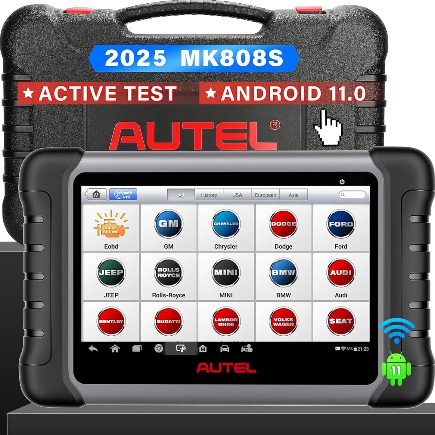 Autel Scanner MaxiCOM MK808S: 2025 Bidirectional Tool as MK808BT Pro MX808S M808Z, Work as MaxiCheck MX900 MK900BT, 28+ Service, Active Test, All System Diagnose, Injector Coding, FCA Autoauth OS 11