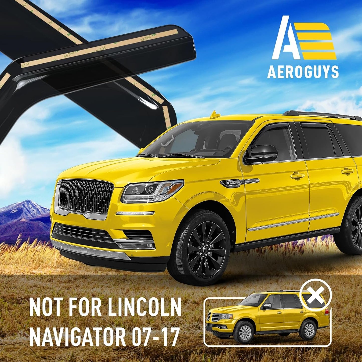 Extra Durable Window Deflectors in-Channel Window Visors Rain Guards Fit for Lincoln Navigator 2018-2024, Sun Visors, Wind Vent for Shades, Exterior Car Accessories - 4 pcs. AG0931