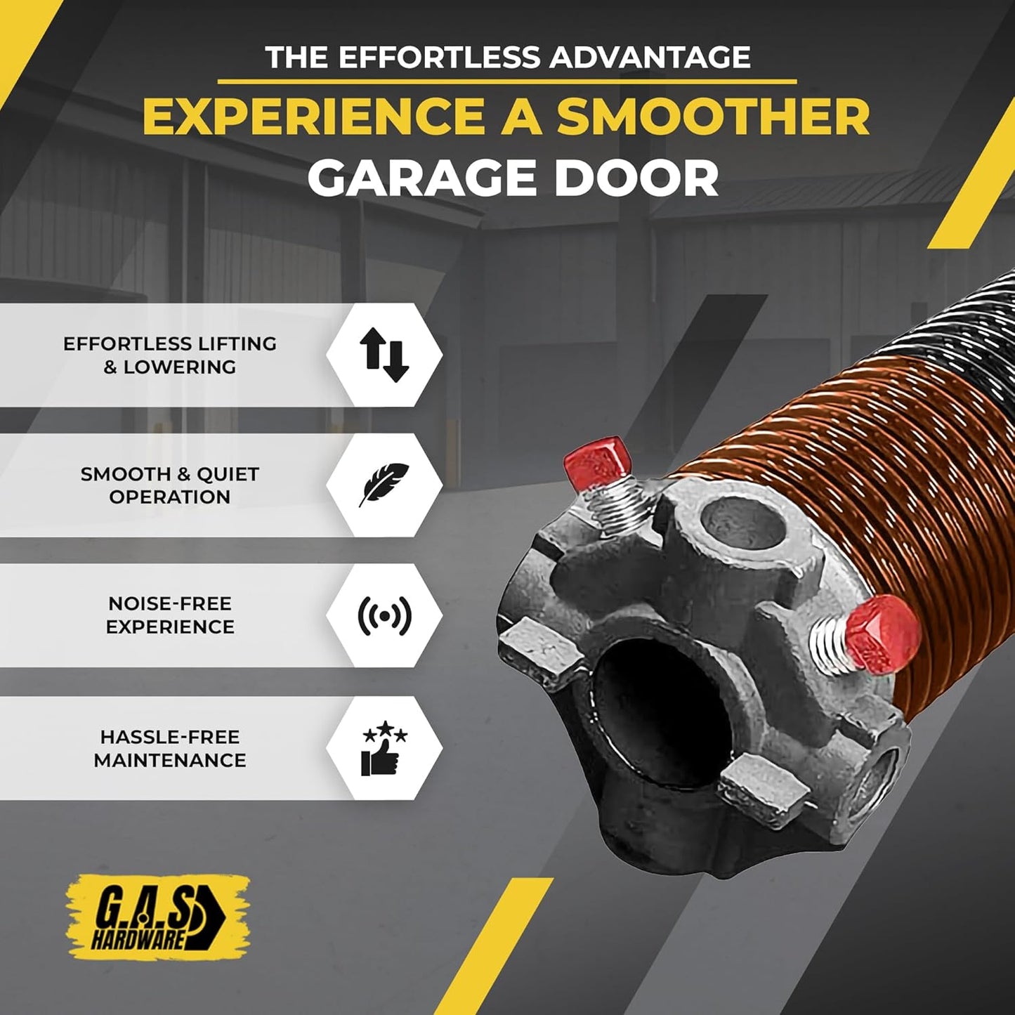 Garage Door Torsion Spring 273x2x35 Torsion Spring for Right Side of Garage Door with 1" Steel Bearing, Gloves, and Winding Bars Precision E-Coating 5-Year Warranty Minimum 30,000 Cycles (Black Cone)