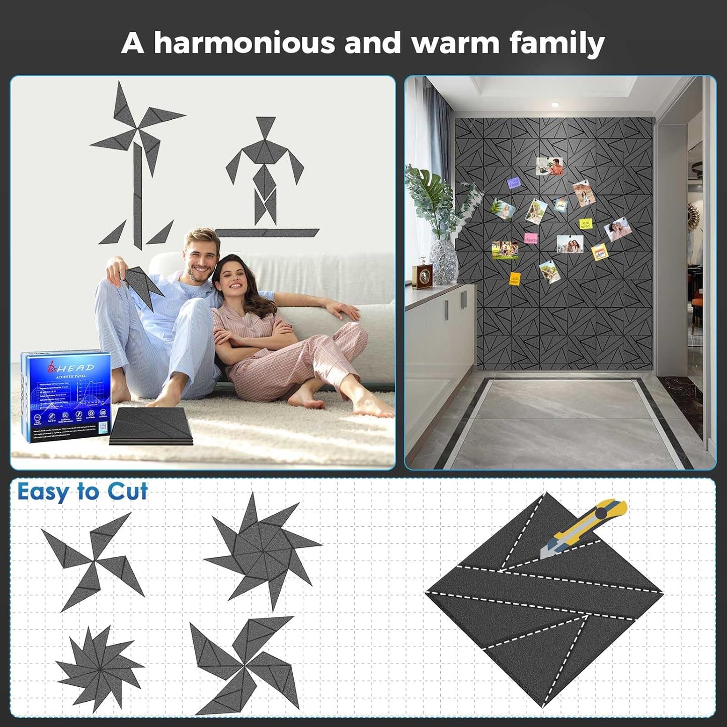 12 Pack Self-Adhesive Soundproof Wall Panels, 12 x 12 x 0.47 In Sound Proof Foam Panels for Walls, 1.2lb/ft³ High Density, Thicker 0.47in, Acoustic Panels, Noise Dampening Panels Studio White