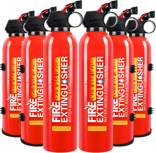 6 Pack Fire Extinguisher for Home with Mount - Upgraded 8-in-1 Portable Fire Extinguisher for Car Vehicle Boat House Kitchen, Water-Based Fire Extinguisher for A, B, C, K Fires
