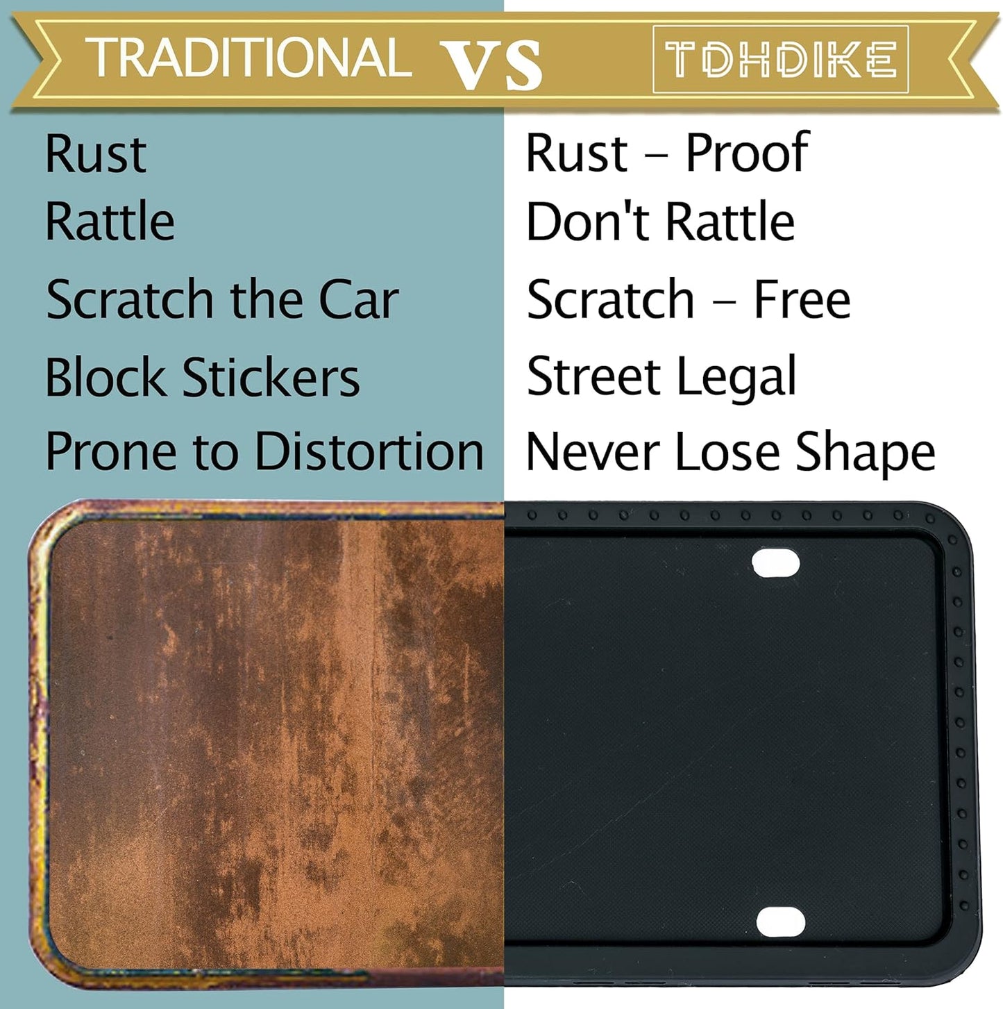 License Plate Frames - 2 PCS Silicone License Plate Holder for US Car Universal License Plate Bracket, Rustproof, Rattle Proof & Weatherproof, Mounting Accessories Included