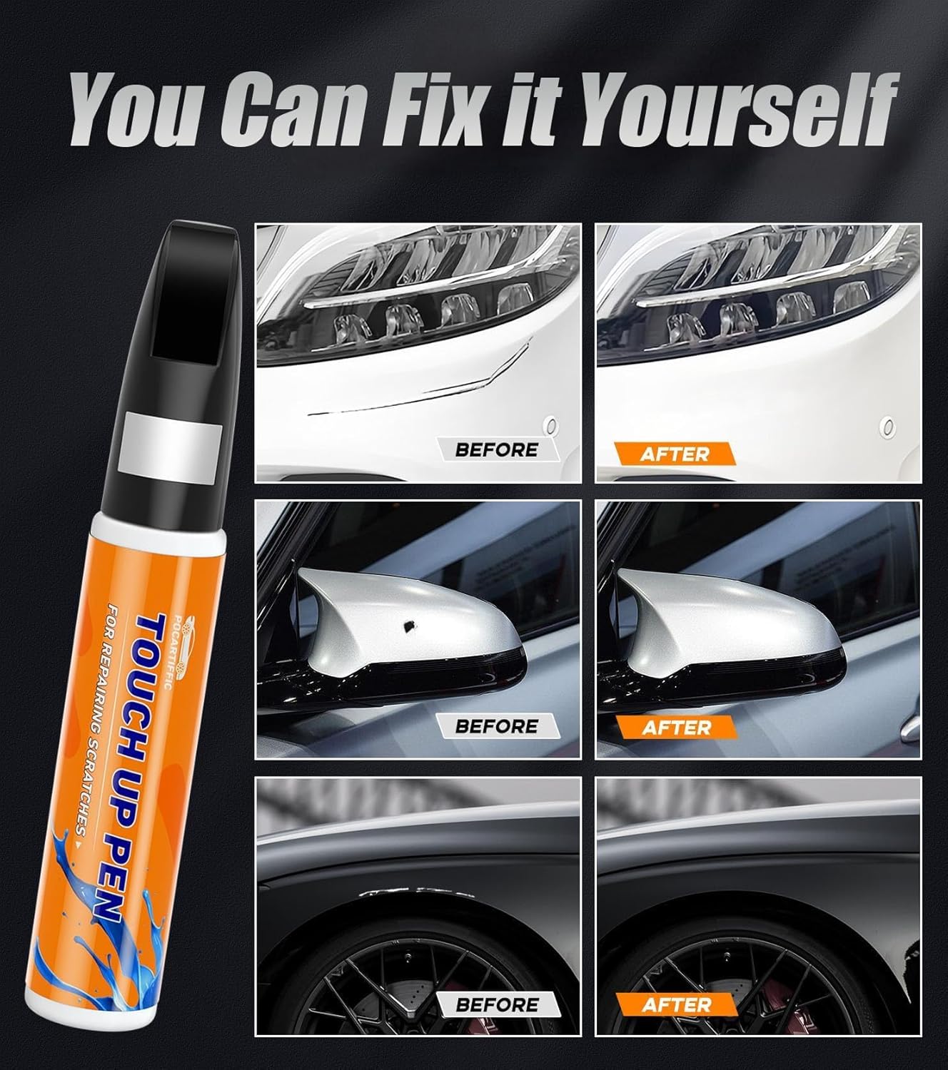 Red Touch up Paint for Cars, Car Paint Scratch Repair, Color Accurate Automotive Paint Pen, Car Scratch Remover Pen for Deep Scratches