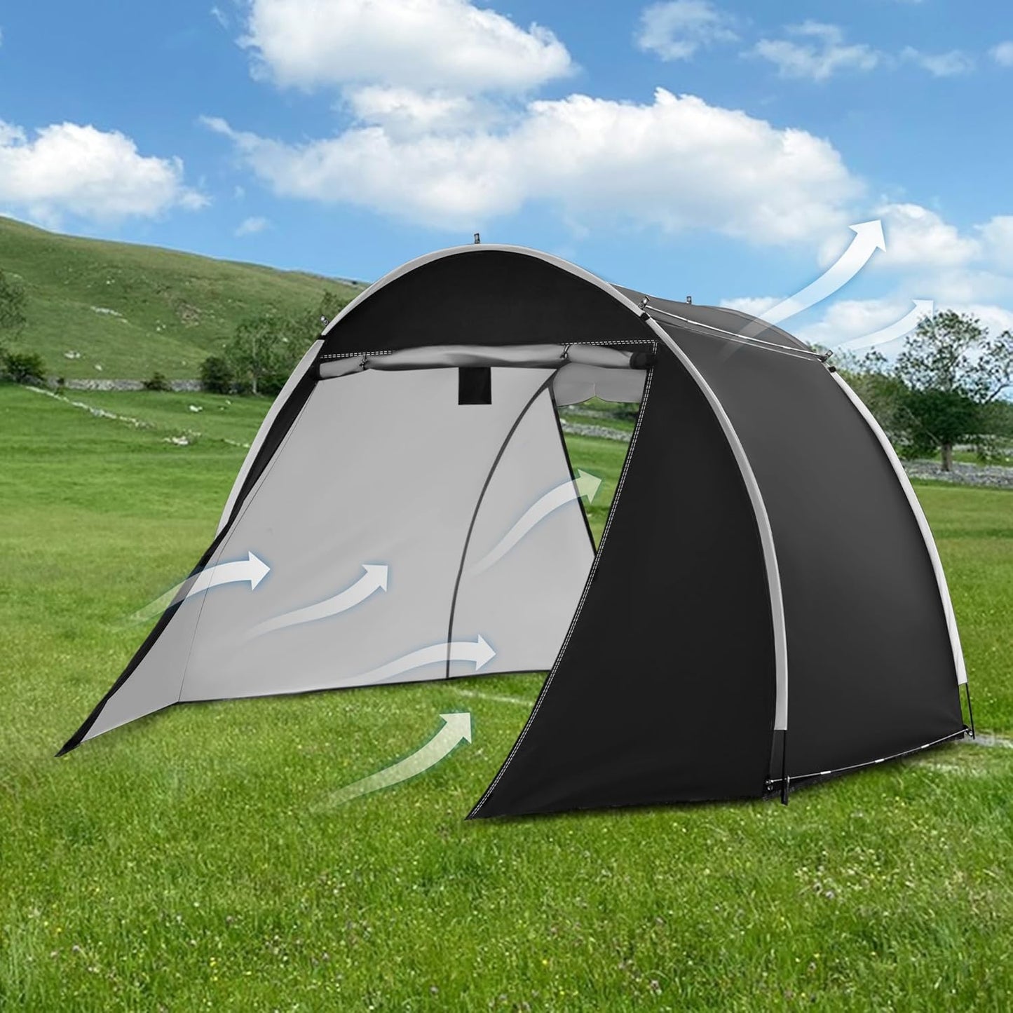 11.5'*6.9'*5.4' Bike Storage Shed Tent, Outdoor Portable Bike Storage, 210D Oxford Fabric PU4000 Waterproof, 2 Rolling Doors, Store 4~8 Bikes, Motorcycles or Large Motorcycles, Without Floor