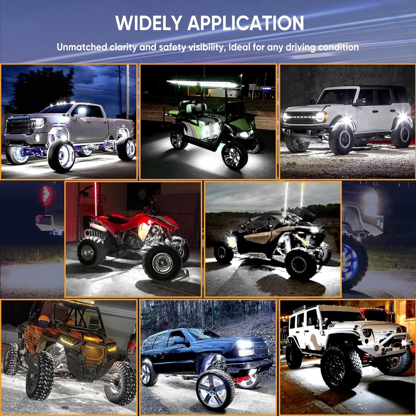 Honalia White LED Rock Lights Kits 6 Pods, 6000K Pure White Rock Lights with Switch