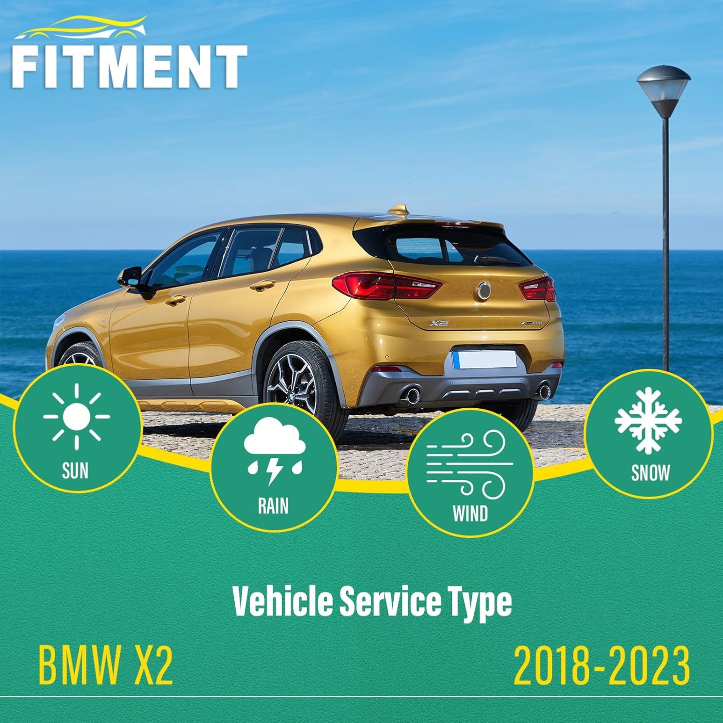 24" 20" 13" Windshield Wiper Blades Replacement for BMW X2 2018 2019 2020 2021 2022 2023 Premium All Weather Front Rear Wipers Set - OEM Quality (Pack of 3)