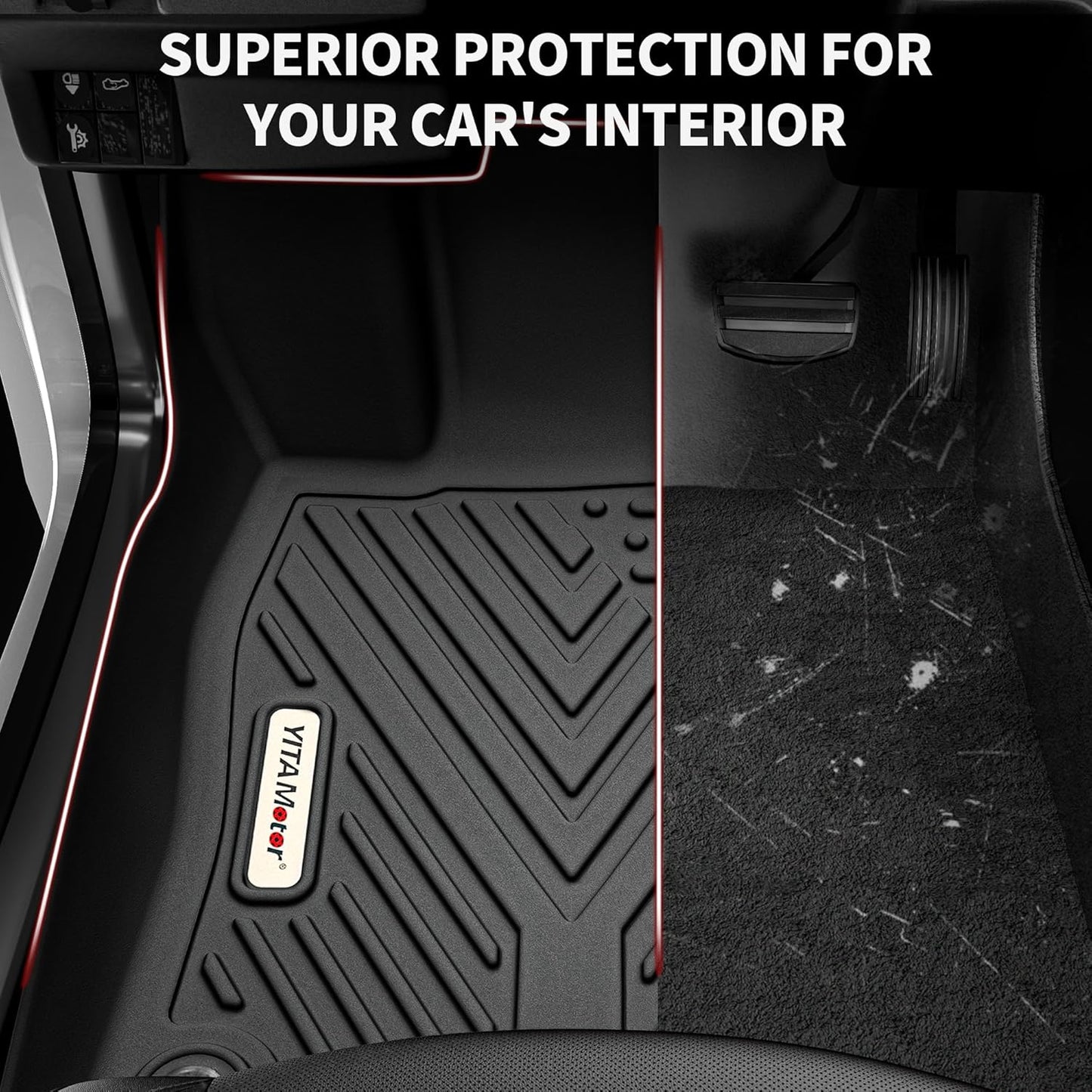 YITAMOTOR Floor Mats Fit for 2018-2025 Ford Expedition/Expedition Max (Only Fit 8 Seats) with 2nd Row Bench Seat, All-Weather Custom Fit Front 1st & 2nd 3rd Seat Black Floor Liner Set