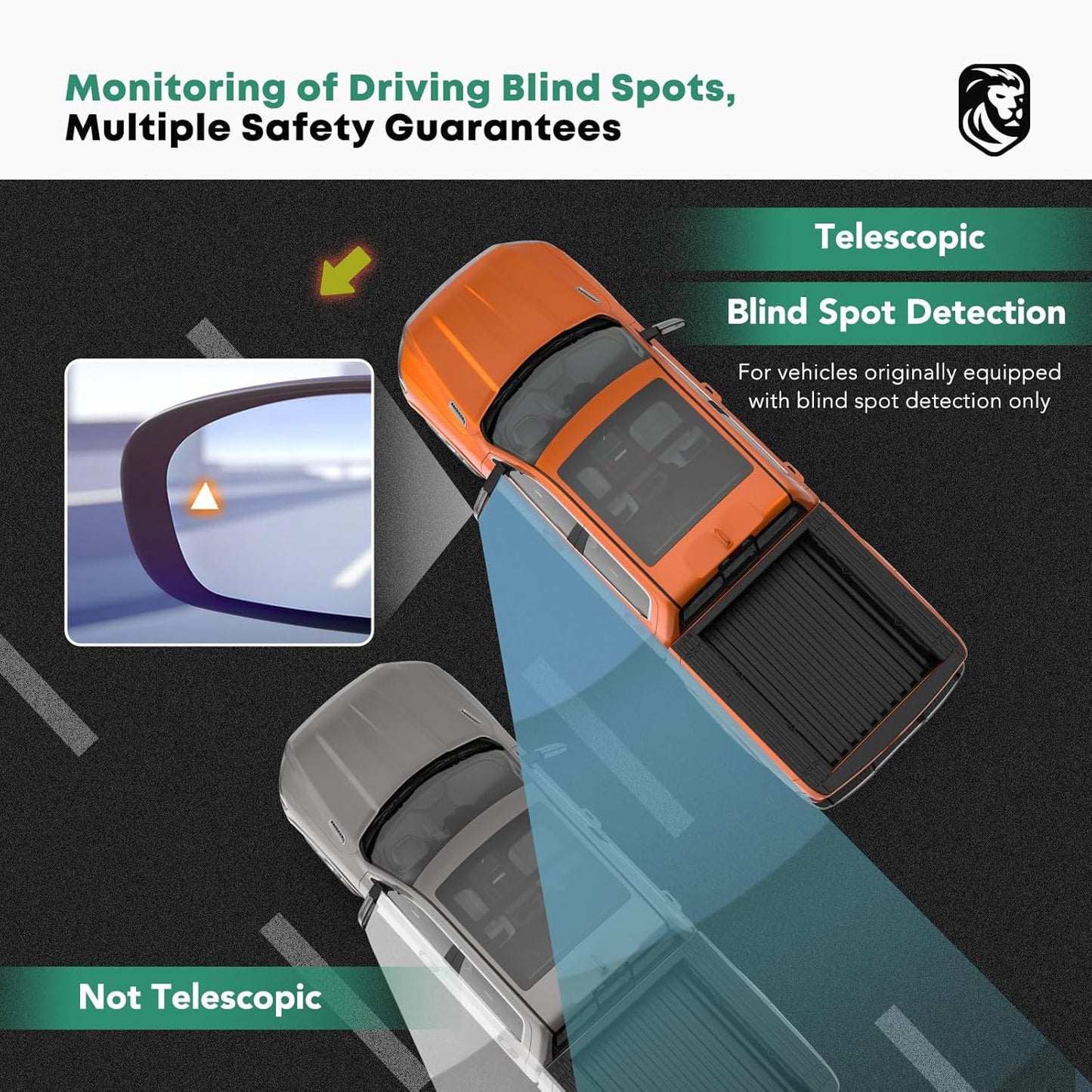 YHTAUTO Power Adjusted Heated Towing Mirrors Fit Toyota 07-21 Tundra, 08-17 Sequoia, Arrow & Turn Signal & Backup Running Light, w/Blind Spot Detection, Telescoping Driver Passenger Side Car Mirrors