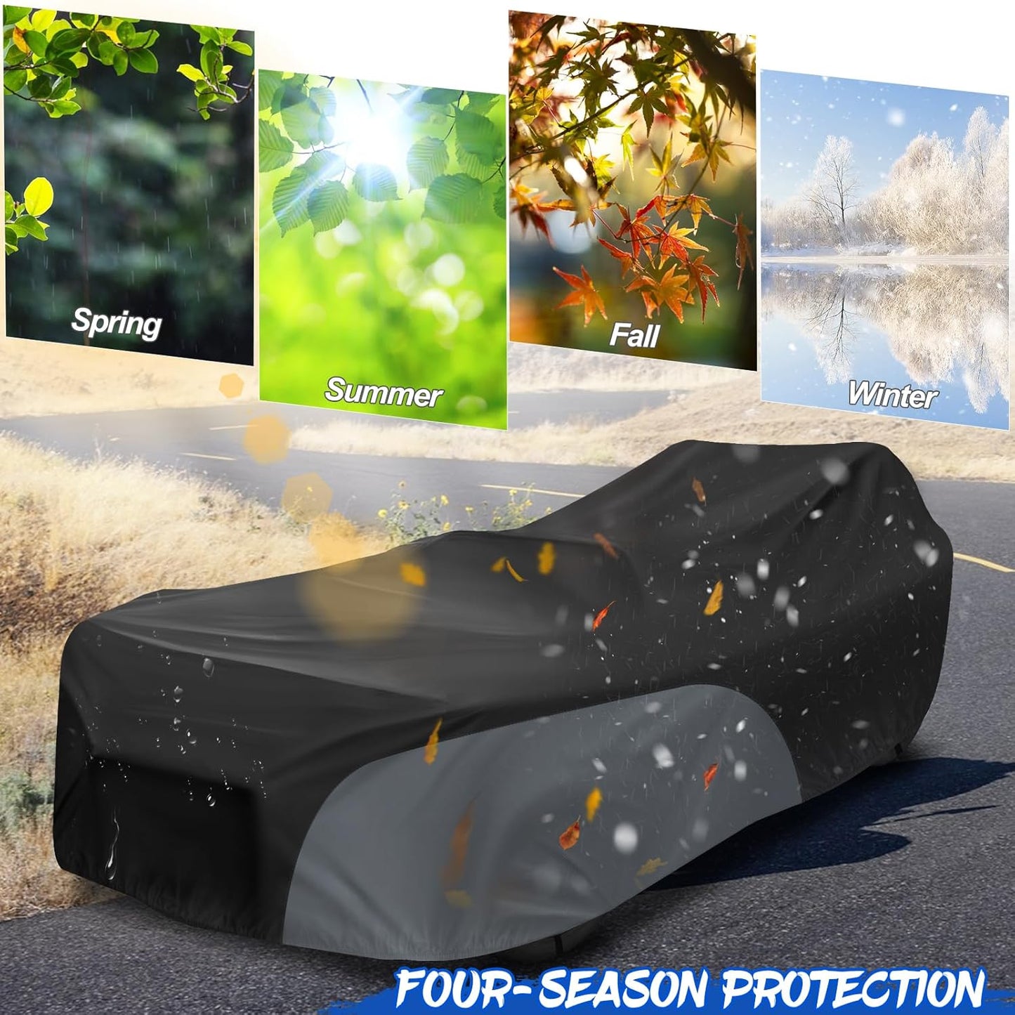 Polaris Slingshot Cover, Waterproof Windproof Sunproof Outdoor Protection Compatible with Slingshot/S/SL/SLR/SLR LE, with Reflective Strips, Black&Grey