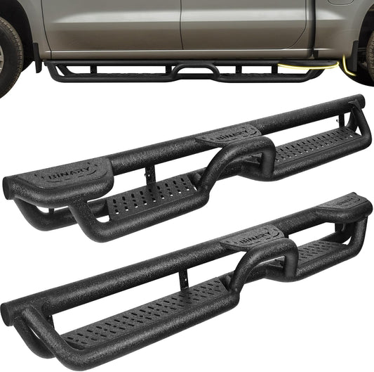 BINARY STAR 90 Inch Running Boards Compatible with Vehicle 2022-2025 Toyota Tundra CrewMax Cab, Wheel to Wheel Truck Side Steps. Tundra Side Steps Step Bars Made wirh Carbon Steel.