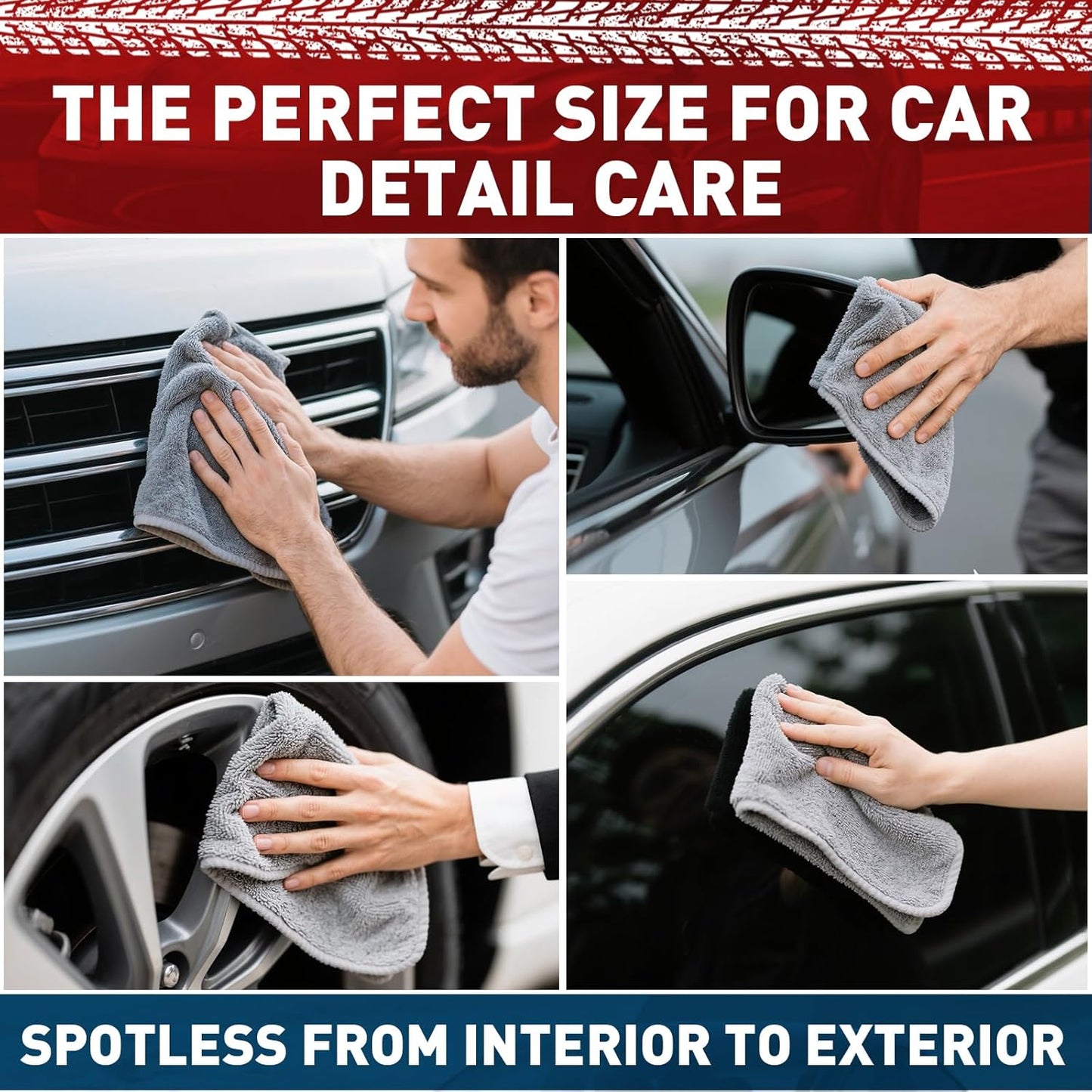 Microfiber Cleaning Cloths Bulk-400 Pack, Gray Microfiber Towels for Cars, Ultra Absorbent Wash Cloths, Lint-Free Streak-Free Microfiber Towels Bulk for Cars, 12x12 inches