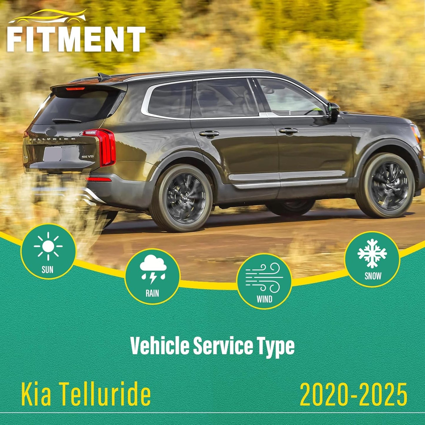 26" 18" 13" Windshield Wiper Blades Replacement for Kia Telluride 2020 2021 2022 2023 2024 2025 Premium All Weather Front Rear Wipers Set - OEM Quality (Pack of 3)