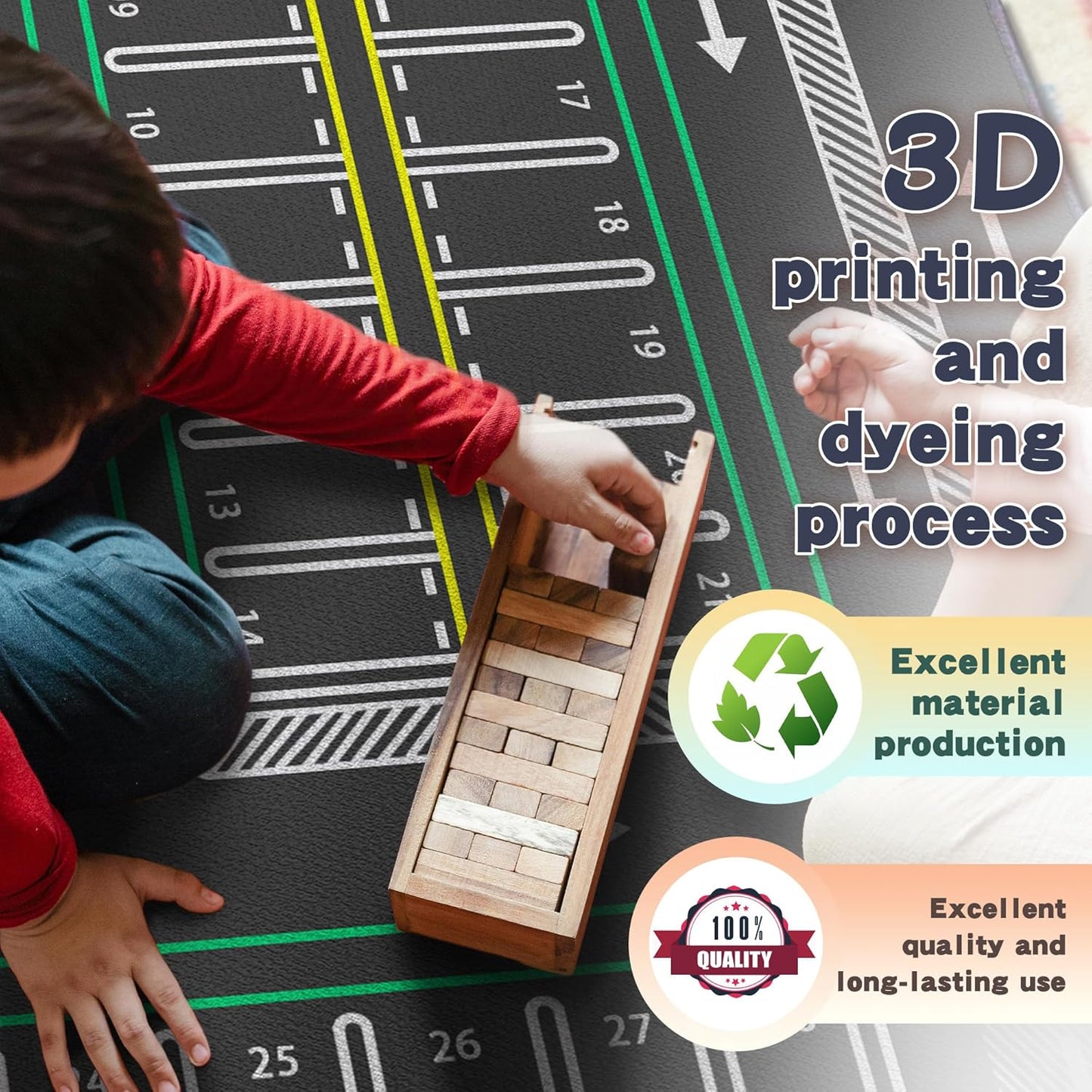 Play Rug for Playroom 59"x39" Traffic System Playmat Car Rugs for Toy Boys Carpet City Pretend Play Non-Slip Washable