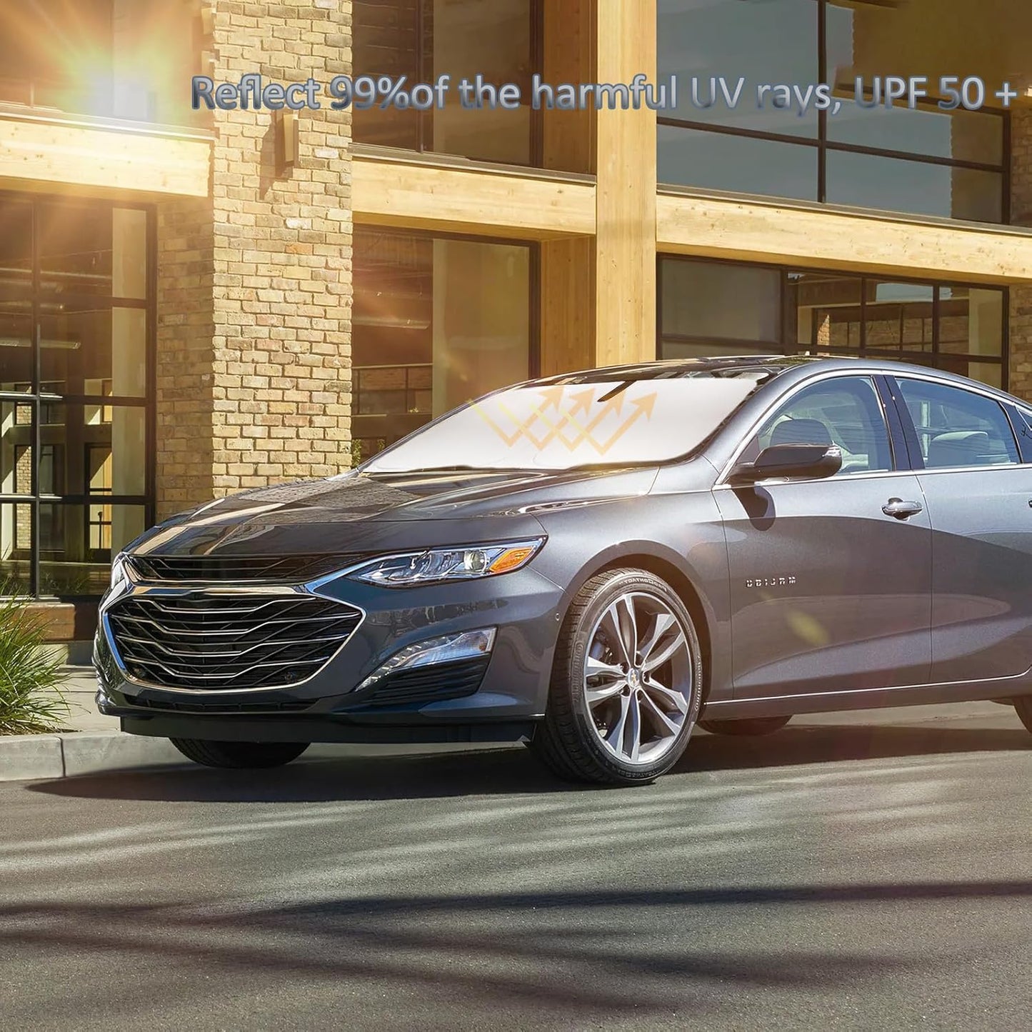 Sunshade for 2016-2024 2025 Chevrolet/Chevy Malibu Sun Shade Windshield Cover, Custom Fit Malibu Foldable Front Window Shield Sun Visor Protector 210T Reflective Blocks UV Rays Heat Car Accessories