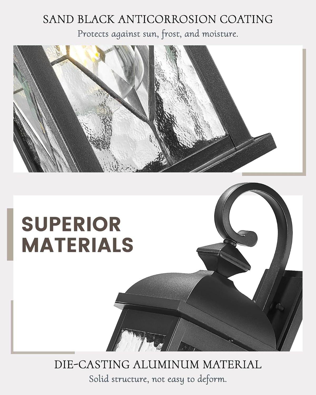 FEMILA 21" Large Exterior Wall Light Fixtures, Anti-Rust Waterproof Outdoor Wall Lantern Porch Lights for Entryway, Patio, Garage, Doorway, Matte Black, 4FD54B2 BK-SD