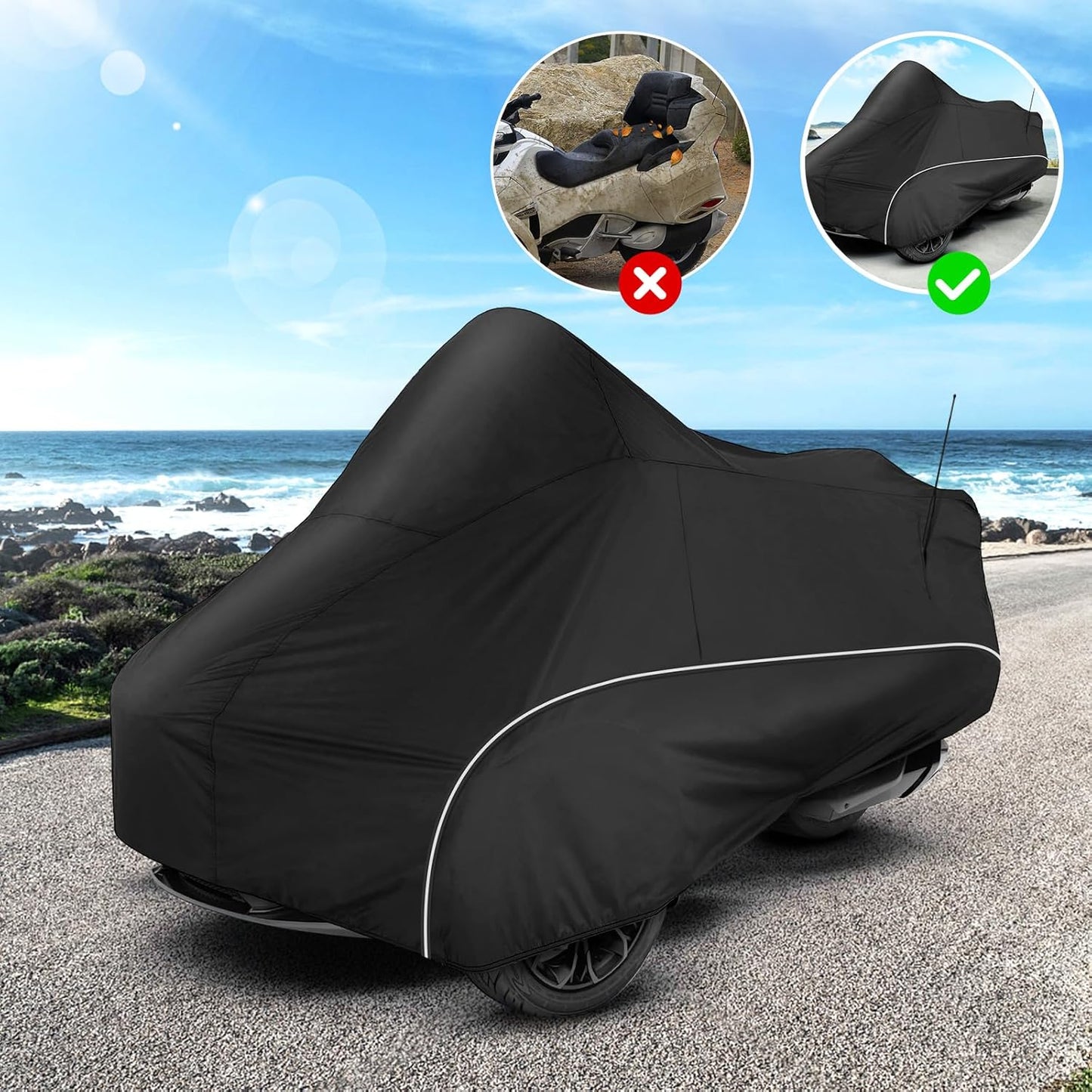 for Spyder F3 Full Cover Compatible with Can-Am Spyder F3T Tour & Limited 300D Oxford Fabric Protector from Dust Snow Rain Sun Rays