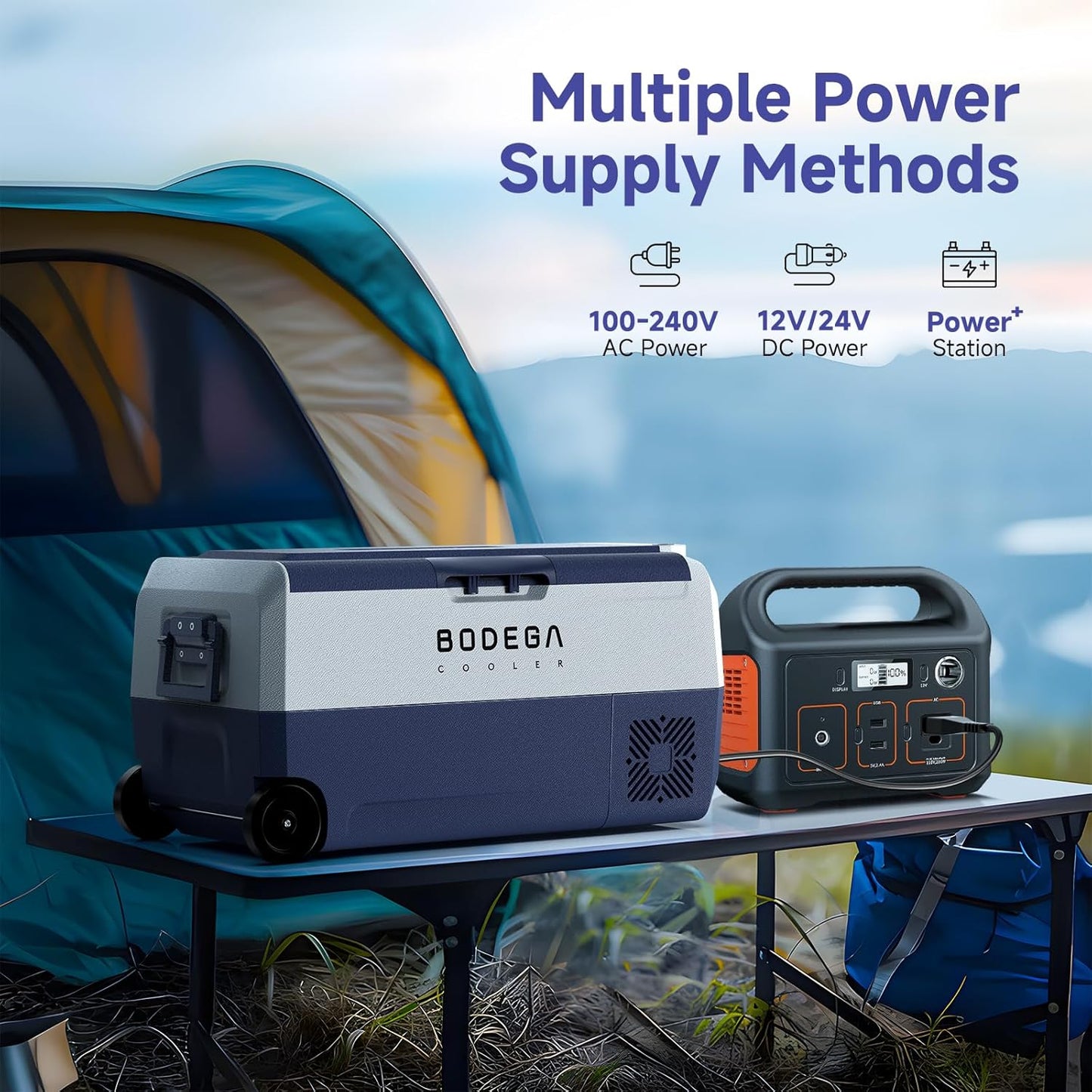 BODEGACOOLER 12 Volt Car Refrigerator,64 Quart Portable Car Freezer Fridge Bluetooth Control,(60L) -4℉-68℉ Electric Cooler 12/24V DC and 100-240V AC for Travel,Camping,RV,Boat Road Trip Tailgating