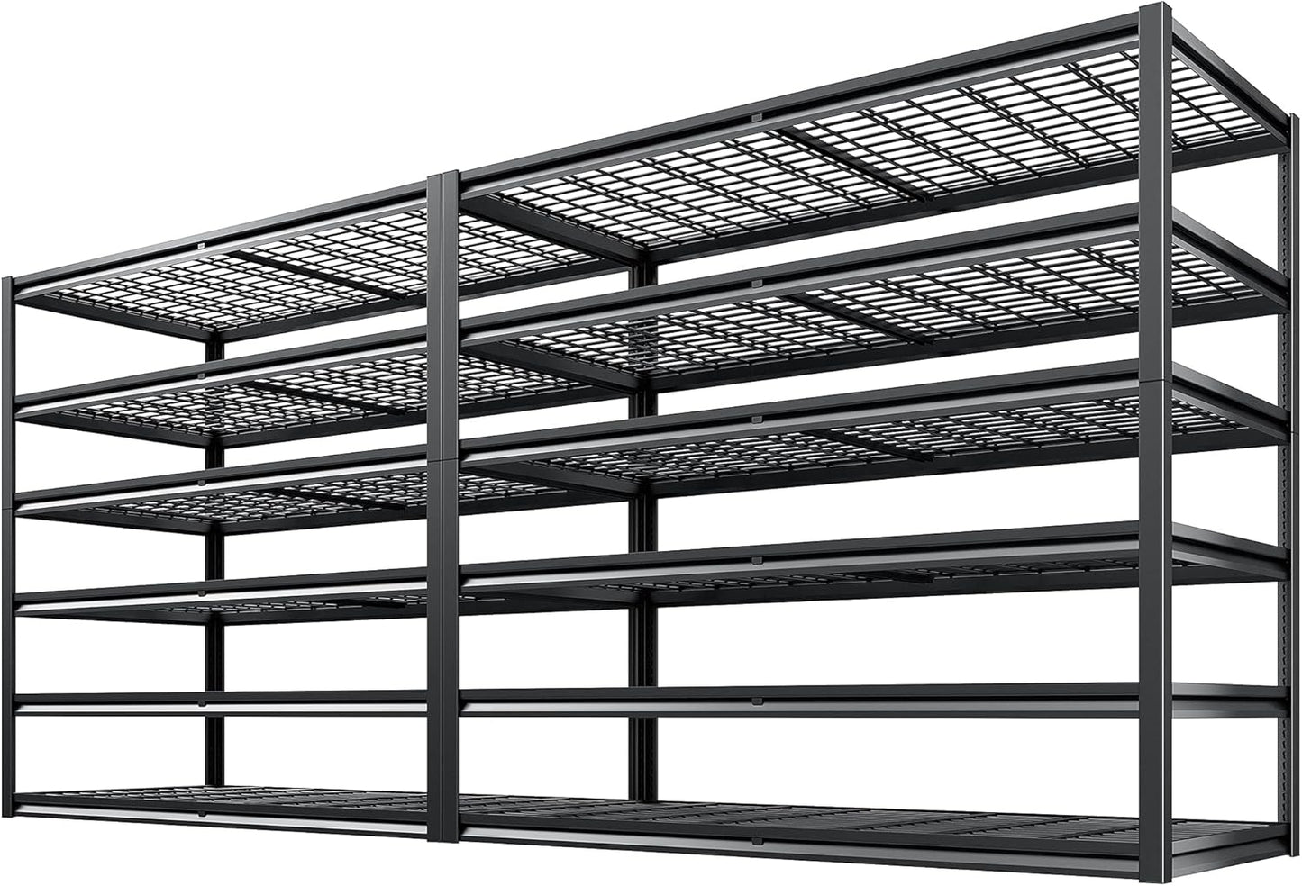 REIBII 3500LBS Garage Shelving, Adjustable Storage Shelves Heavy Duty, 6 Tier Heavy Duty Shelving, Metal Shelving Unit for Warehouse, Basement, Industrial, 55" W x 26" D x 84" H, Black, 2 Pack