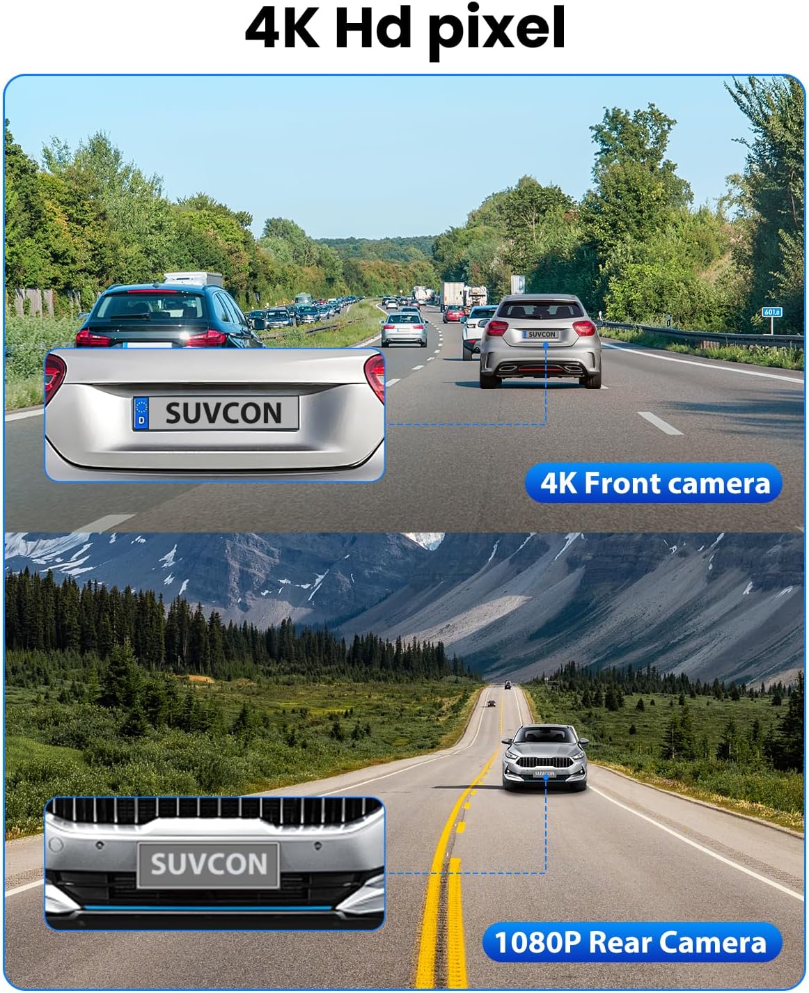 Dash Cam Front and Rear 4K/1080P, Dash Camera for Cars Build in WiFi, Full HD Dash Cam with APP Control, 3.94'' IPS Screen Dash Camera with 32GB SD Card, G-Sensor, 24Hr Parking Mote, Loop Recording