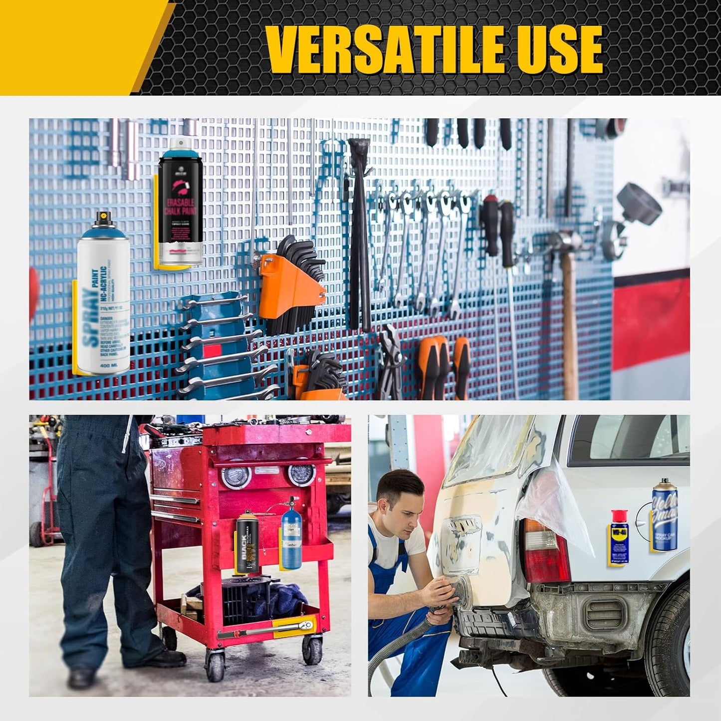 2 Pcs Magnetic Aerosol Spray Can Holder,Strong Magnets Hold Can,Spray Can Wall Mount Organizer Paint Can Bottle Rack for Garage,Toolbox, Workspace