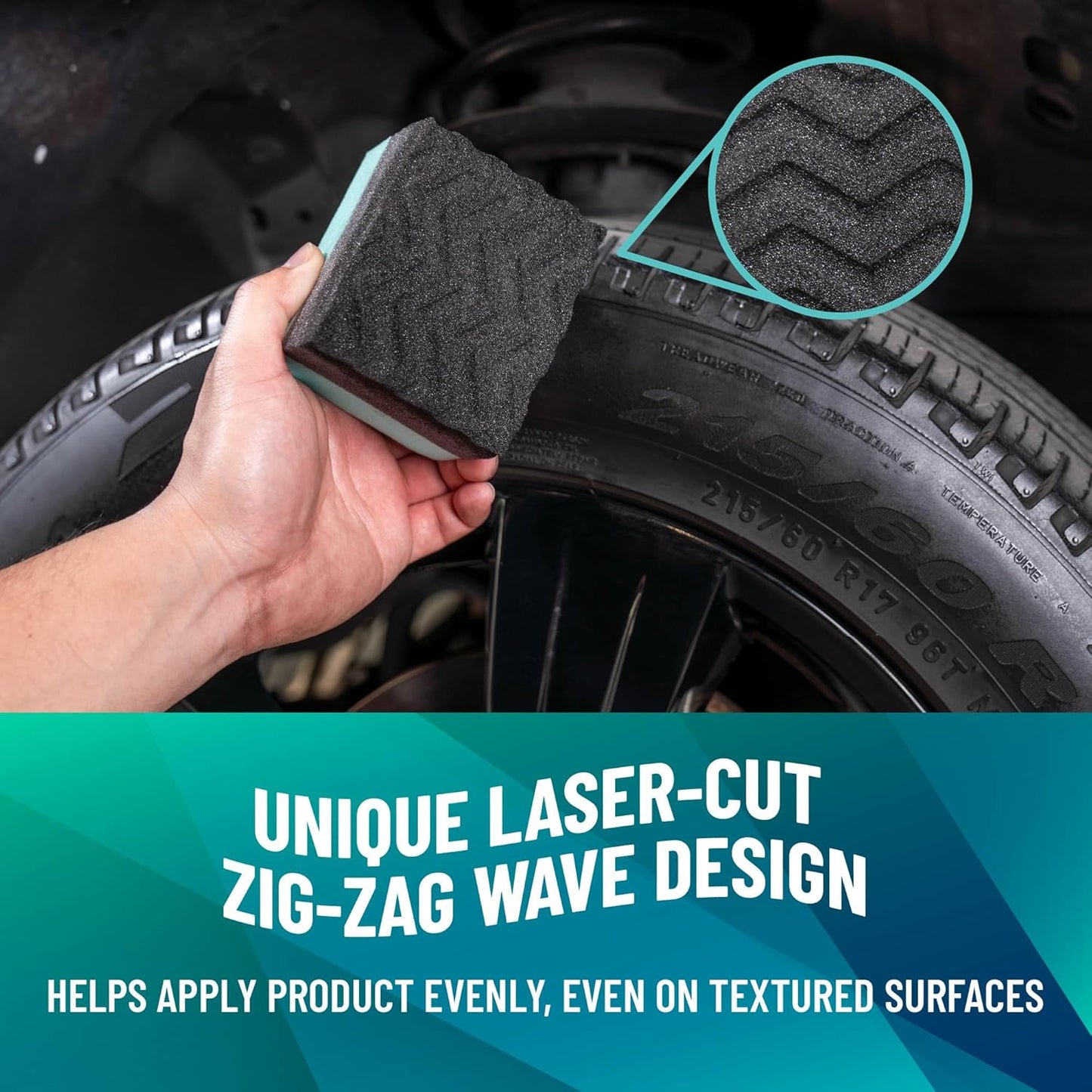 Chemical Guys Wonder Wave Durafoam Contoured Large Tire Shine & Dressing Applicator, 4 Pack