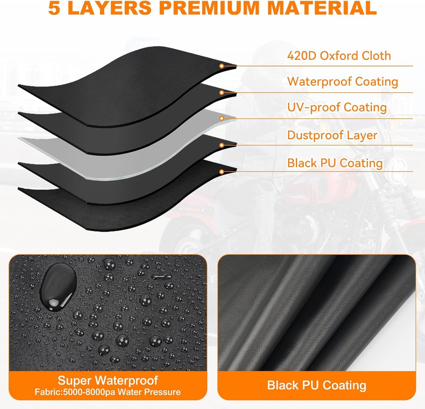 420D Motorcycle Cover for Sport Model Harley Davidson Sportster S, Sporster 883, Nightster Special, Superlow, Superlow 1200T, 1200 Custom,Outdoor Bike Cover Windproof Heavy Duty Waterproof Protection