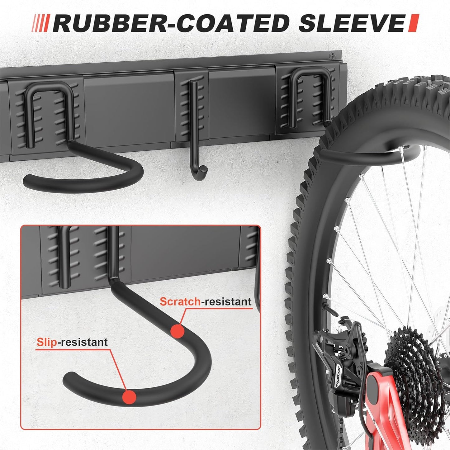 Ultrawall Bike Storage Rack, Wall Mount Bicycle Rack Vertical Bike Hanger for Garage, Home, 6 Bike Racks & 6 Helmet Hooks, Holds Up To 660lbs