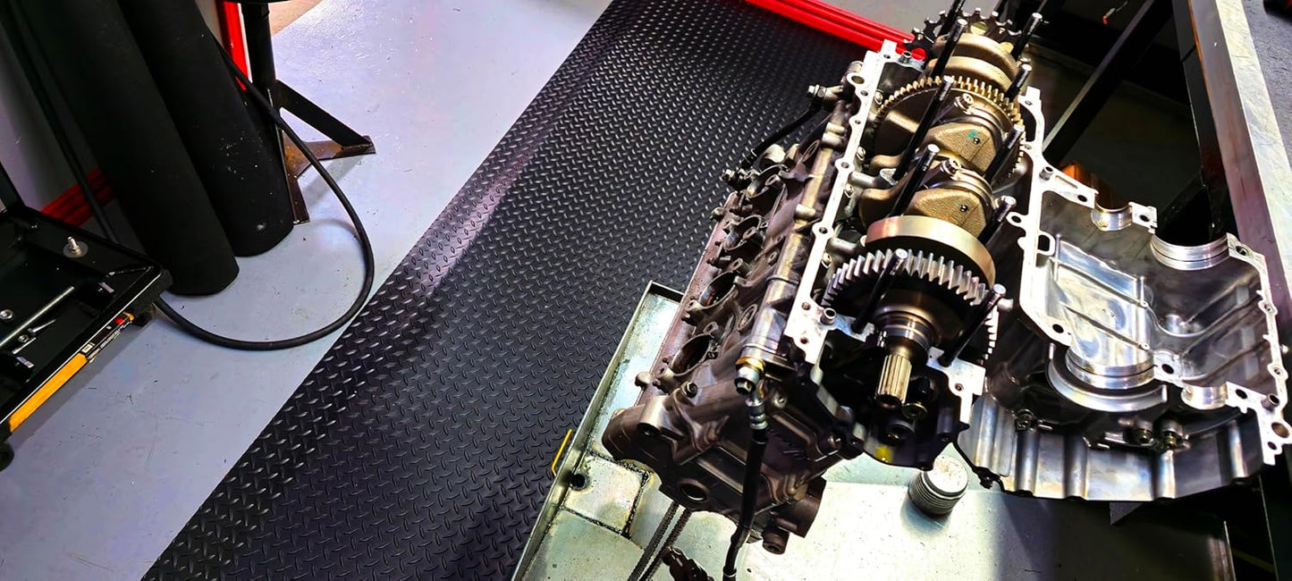 Rhino Mats, American Classic Diamond Anti-Fatigue Mats, Industrial Ergonomic Comfort Standing Mat for Work, Home, Garage, Office, Kitchen or Anywhere (Black 1" Thick, 2 FT. x 14 FT.)