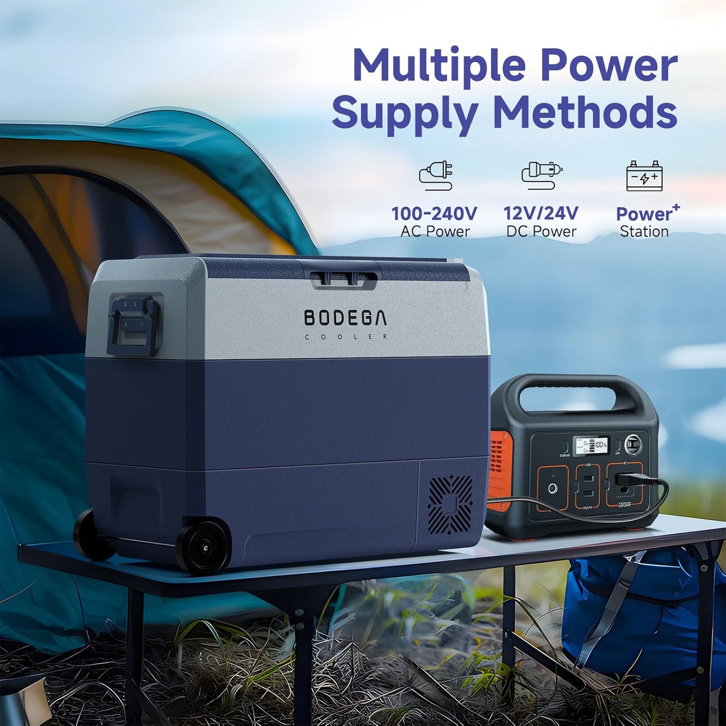 BODEGACOOLER 12 Volt Car Refrigerator, 64Quart (60L) Car Fridge Single Zone, 12V Portable Freezer APP Control, RV Car Cooler -4℉-68℉ 12/24V DC 100-240V AC for Outdoor Camping Travel Vehicles Home Use