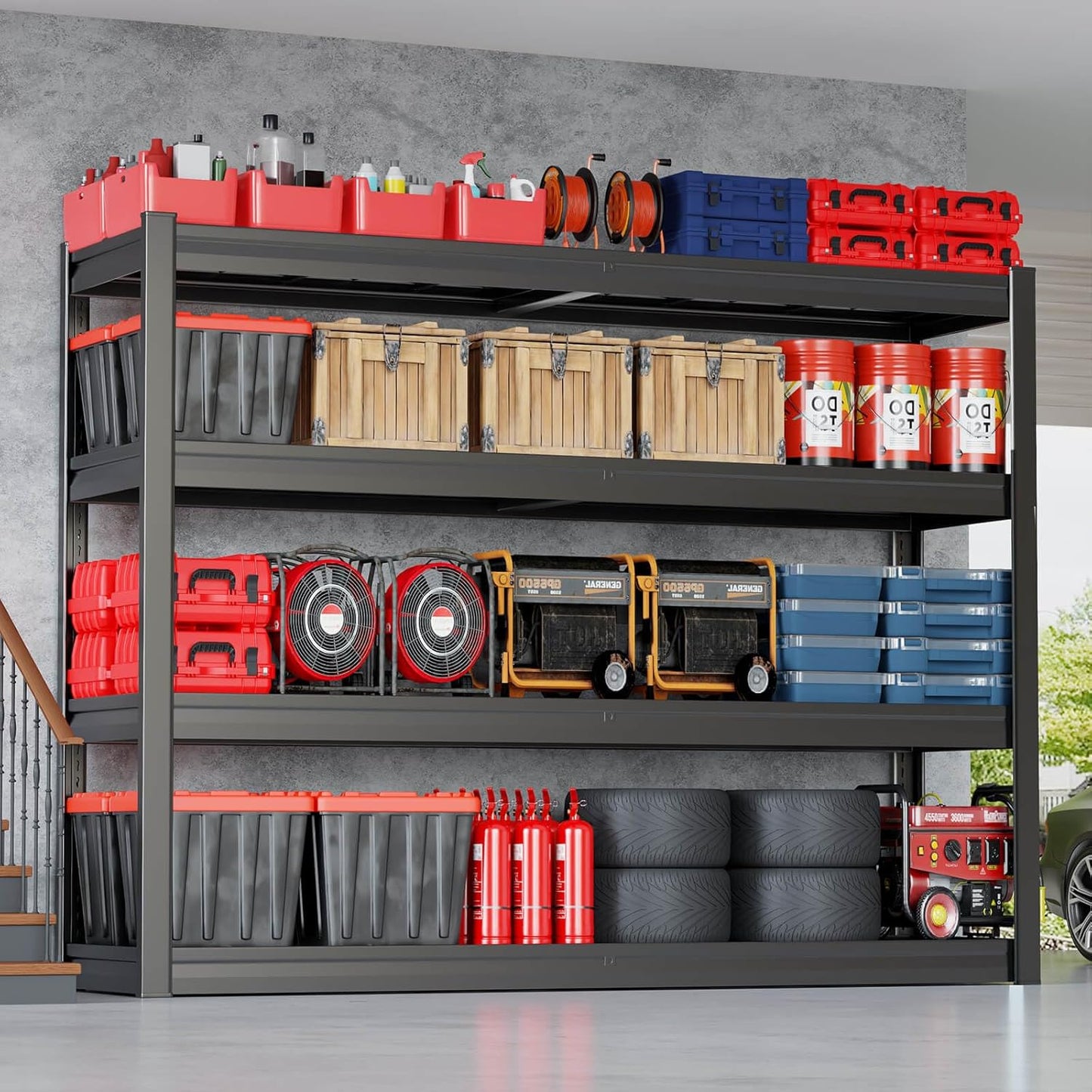 67" Wide Garage Shelving Unit, 30" D Heavy Duty Garage Storage Shelves,3500 LBS Capacity, Industrial Adjustable Shelves for Basement Warehouse, 2 Pack