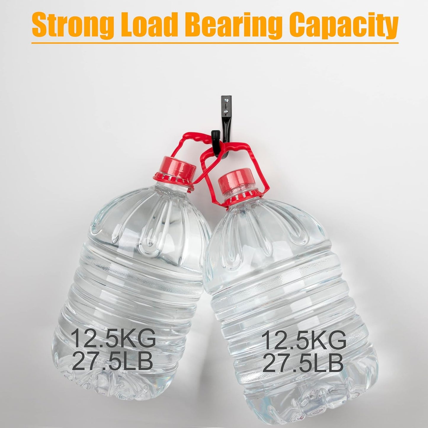 KURUI Metal Wall Hooks for Hanging Heavy Duty, 6Pcs Garage Organization and Storage Hook for Extension Cord Tool Coat Backpack Bag, Large Utility J Hooks, Black Wall Mount Hanges for Outdoor Indoor