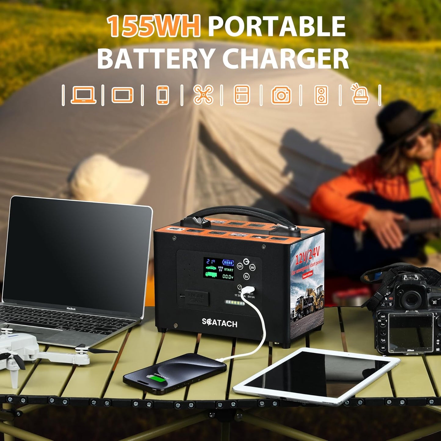 10000A Jump Starter, 24V 155WH Car Battery Jumper Starter for All Gas & All Diesel Engines, Heavy Duty Jump Starters, Truck Jump Starter Portable Power Station for Camping, Portable Power Bank (V10-1)